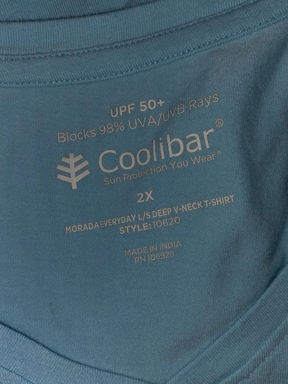 COOLIBAR Morada Everyday Long Sleeve V-Neck T-Shirt | Light Blue Heather Size 2X - Picture 3 of 5